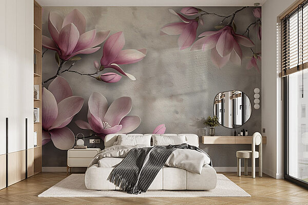 Delicate pink flowers in bloom Wall murals Delicate pink flowers in bloom