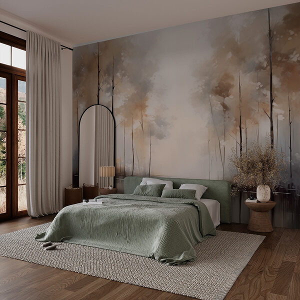 Wall murals Painting of trees and water