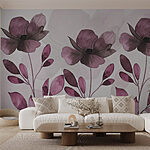 Wall murals Purple flowers and leaves