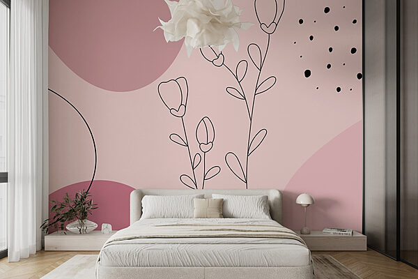Drawing of flowers and circles Wall murals Drawing of flowers and circles