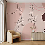 Wall murals Elegant floral line art design.