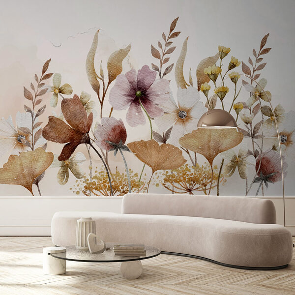 Delicate blooms in soft watercolor hues Wall murals Delicate blooms in soft watercolor hues