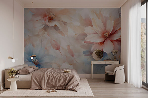 Delicate blooms in soft hues Wall murals Delicate blooms in soft hues