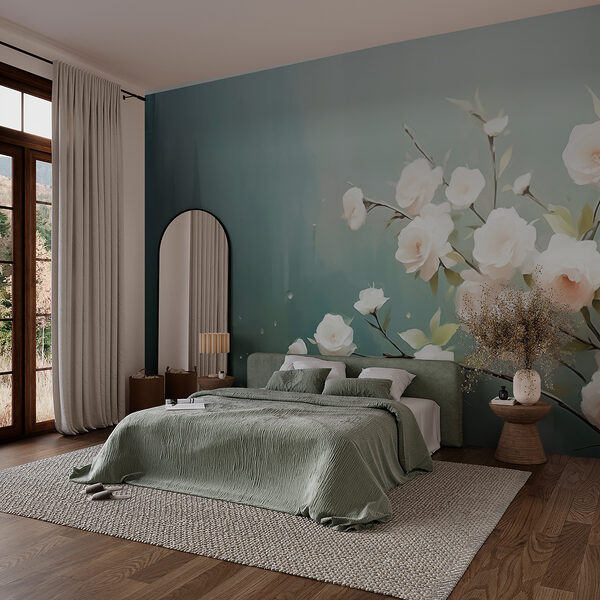 White flowers on a branch Wall murals White flowers on a branch
