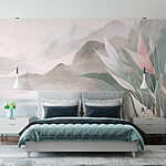 Wall murals Painting of a mountain and water