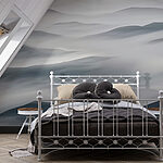 Wall murals Foggy landscape with hills