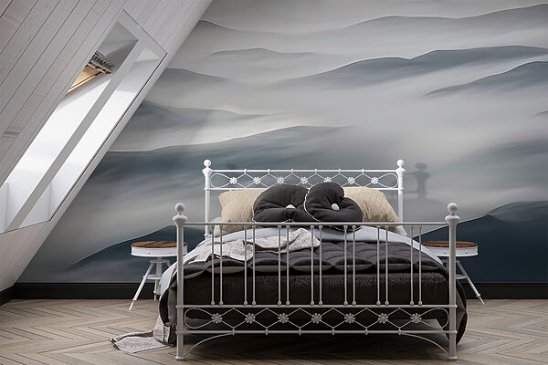 Foggy landscape with hills Wall murals Foggy landscape with hills