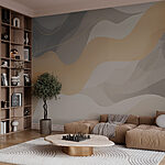 Wall murals White and grey background with wavy lines