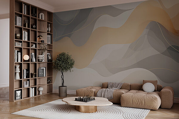 White and grey background with wavy lines Wall murals White and grey background with wavy lines
