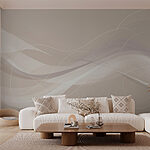 Wall murals White and gray wavy lines