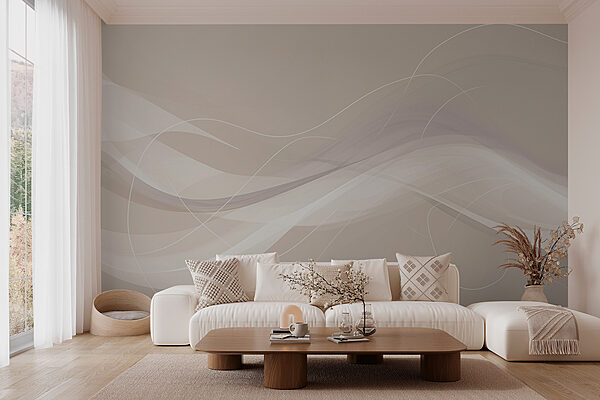 White and gray wavy lines Wall murals White and gray wavy lines