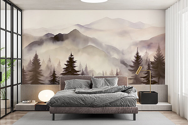 Wall mural Landscape of mountains and trees