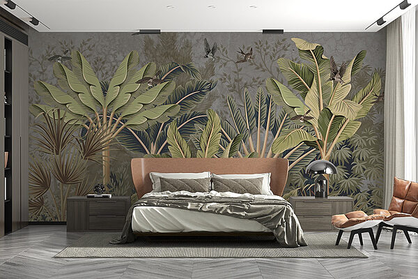 Wallpaper with a tropical forest Wall murals Wallpaper with a tropical forest