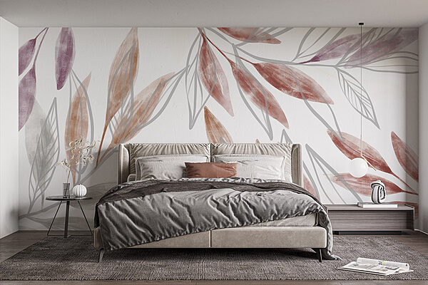 Delicate leaves in soft hues Wall murals Delicate leaves in soft hues