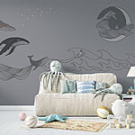 Wall murals Whale drawing on a grey background