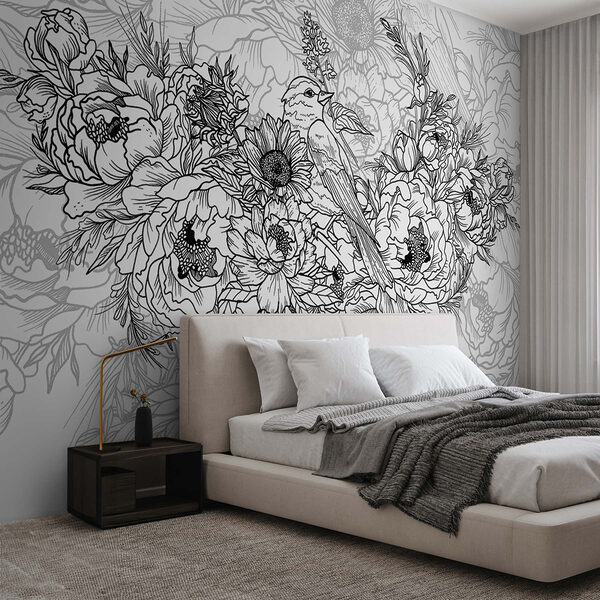 Bird on a flower Wall murals Bird on a flower
