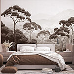 Wall murals Forest with trees and mountains in the background