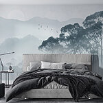 Wall murals Group of trees in fog