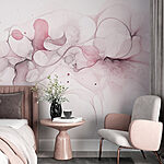 Wall murals Soft swirls of pink and gray