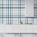 Wall murals Blue and white plaid