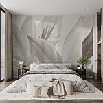 Wall murals Soft leaves in gentle tones.
