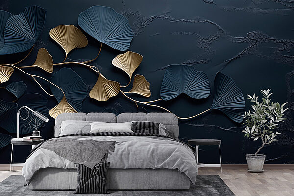 Elegant foliage on a dark backdrop Wall murals Elegant foliage on a dark backdrop