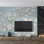 Wall murals Tree with white leaves and flowers