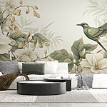 Wall murals Bird on a branch with flowers