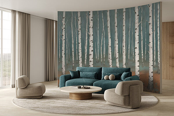 Group of trees in a forest Wall murals Group of trees in a forest