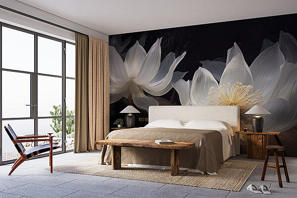 Delicate blooms in soft illumination Wall murals Delicate blooms in soft illumination
