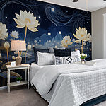Wall murals Painting of flowers in a pond