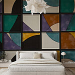 Wall murals Wall with squares of different colors