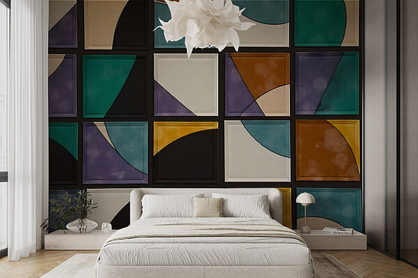 Wall murals Wall with squares of different colors