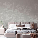 Wall murals White floral pattern on a gray background