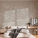 Wall murals White floral pattern on a gray background