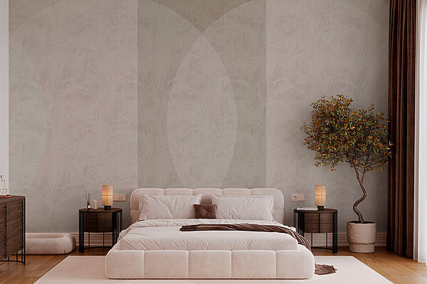 White and gray background with a white circle Wall murals White and gray background with a white circle