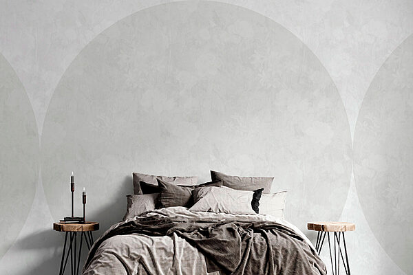 Wall murals Wall murals White circle with flowers on it (SKU: w02831)