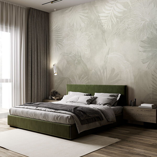 Wall murals White and grey floral pattern