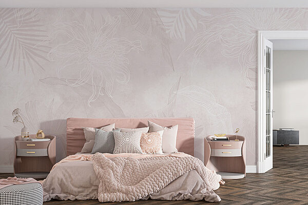 Wall mural Wall mural White and pink floral pattern (SKU: w02737v4)