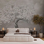 Wall murals Tree with white flowers