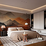 Wall murals Painting of mountains in the fog