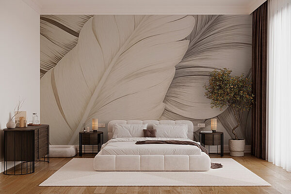 Soft, delicate feather patterns intertwined Wall murals Soft, delicate feather patterns intertwined