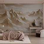 Wall murals Mountain range with clouds