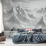 Wall murals Mountain range with clouds