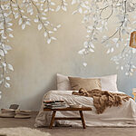 Wall murals White leaves on a branch