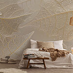 Wall murals Delicate leaves with water droplets