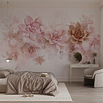 Wall murals Group of flowers on a white background