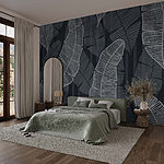 Wall murals Pattern of leaves on a dark background