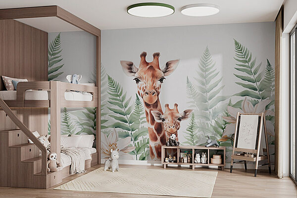 Giraffes and flowers Wall murals Giraffes and flowers