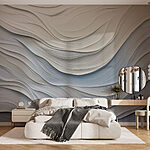 Wall murals White and grey wavy background